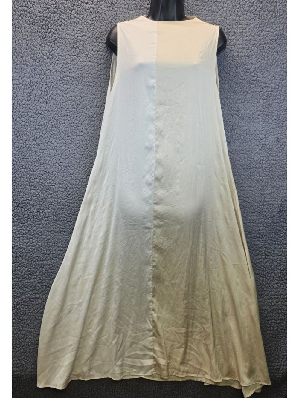 Zara Sleeveless Colorblock Maxi Dress S Cream Tan Flowy Minimalist Fairy Goddess